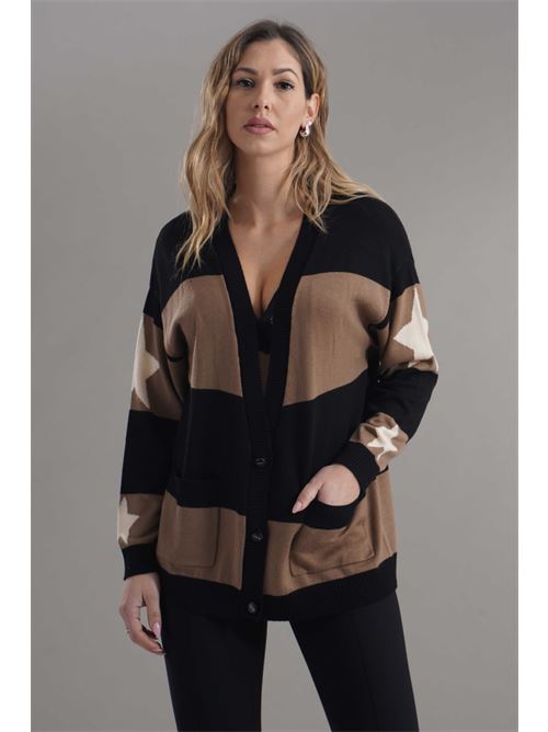 Cardigan con stampa Try Me | 5035BLACK/MOU